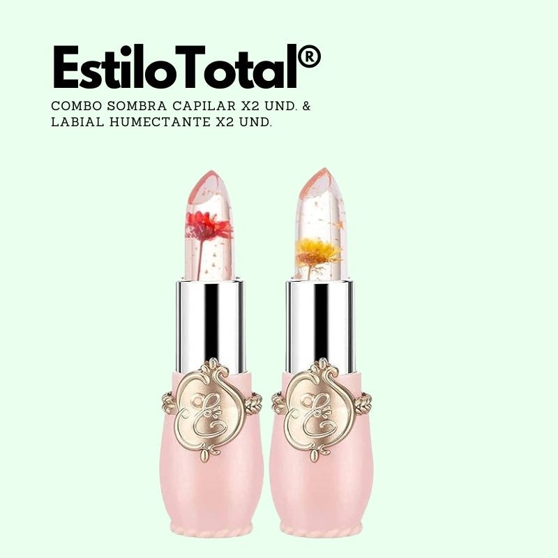 EstiloTotal® - COMBO Sombra Capilar x2 Und. & Labial Humectante x2 Und.