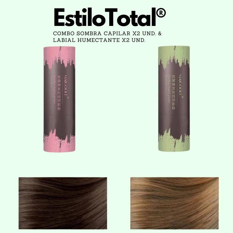 EstiloTotal® - COMBO Sombra Capilar x2 Und. & Labial Humectante x2 Und.