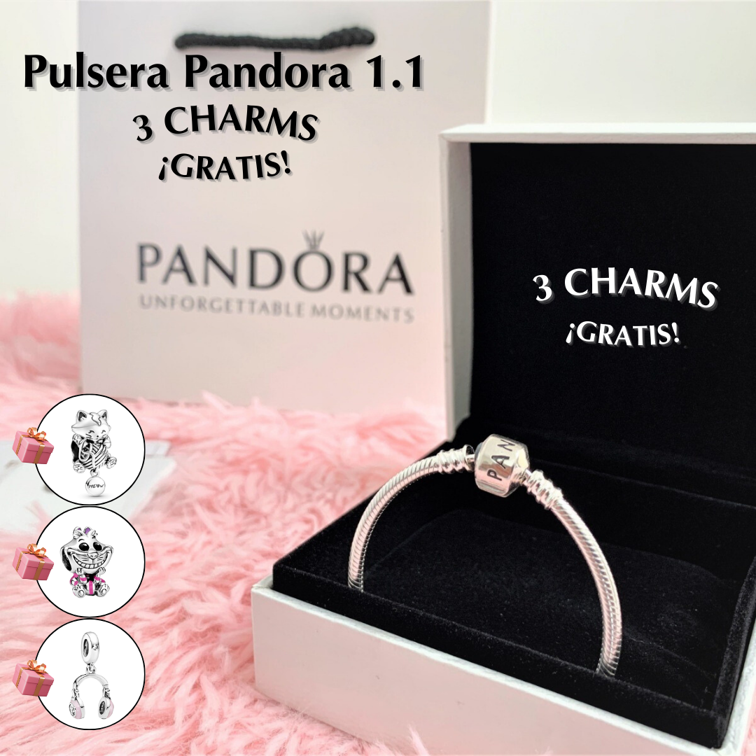 Pulsera Pandora 1.1 + 3 Charms ¡GRATIS!