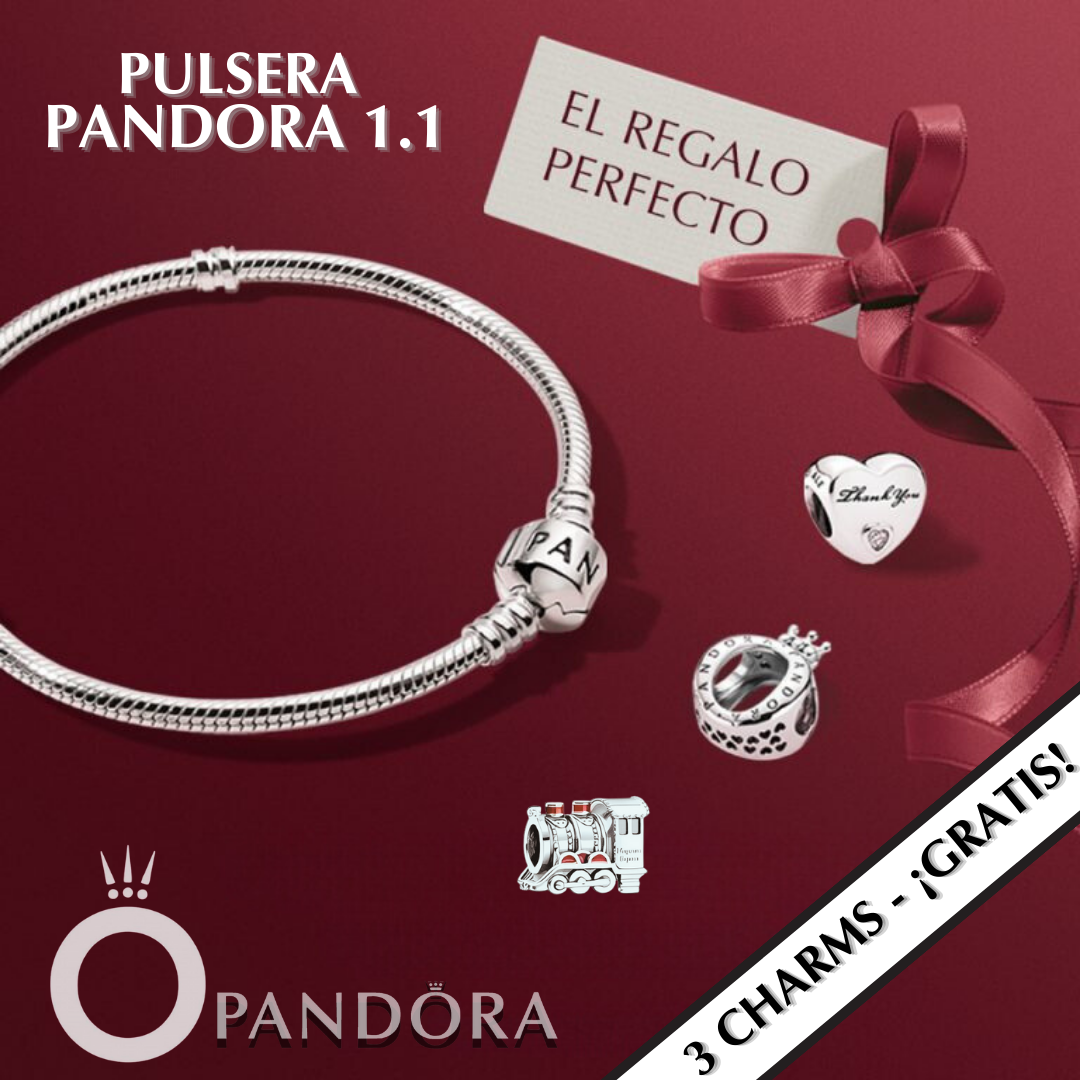 Pulsera Pandora 1.1 + 3 Charms ¡GRATIS!