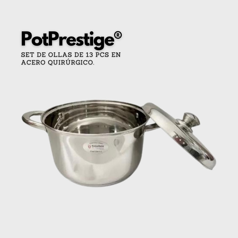 PotPrestige® - Set de ollas de 13 PCS en acero quirúrgico.