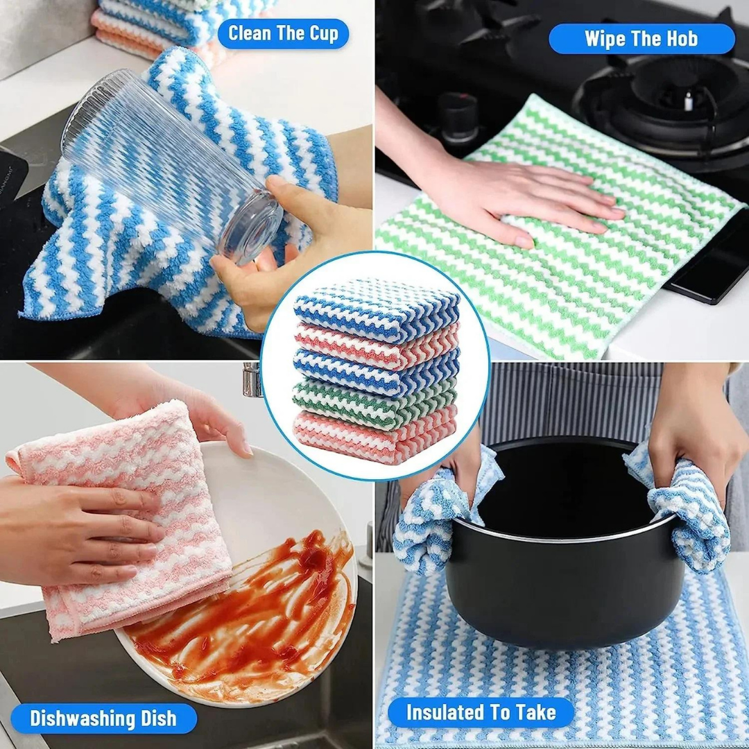 KIT DE LIMPIEZA PARA HOGAR - 3 CEPILLOS + 3 TOALLAS ULTRAS ABSORBENTES