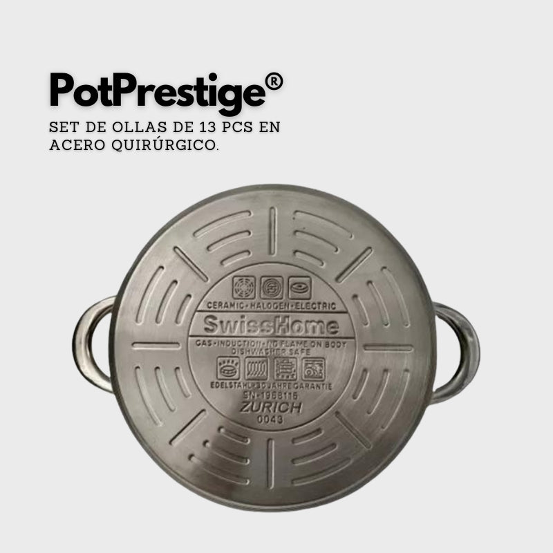 PotPrestige® - Set de ollas de 13 PCS en acero quirúrgico.