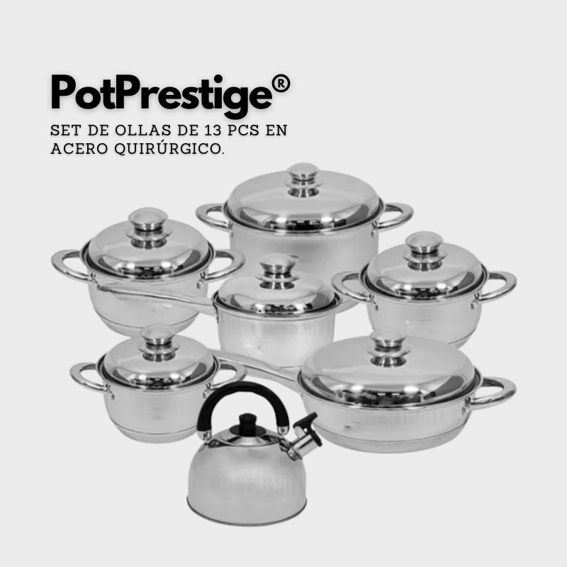 PotPrestige® - Set de ollas de 13 PCS en acero quirúrgico.