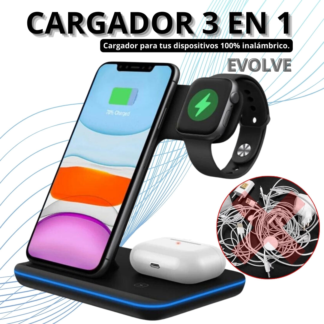EVOLVE (iPhone) - Cargador Inalámbrico 3 en 1