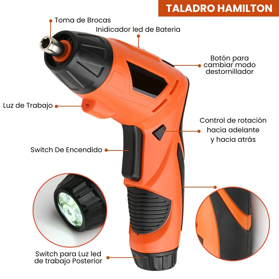 Taladro Hamilto™ Tipo Taladro y Tipo Destornillador