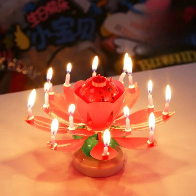 FlowerParty® - Vela musical giratoria para cumpleaños