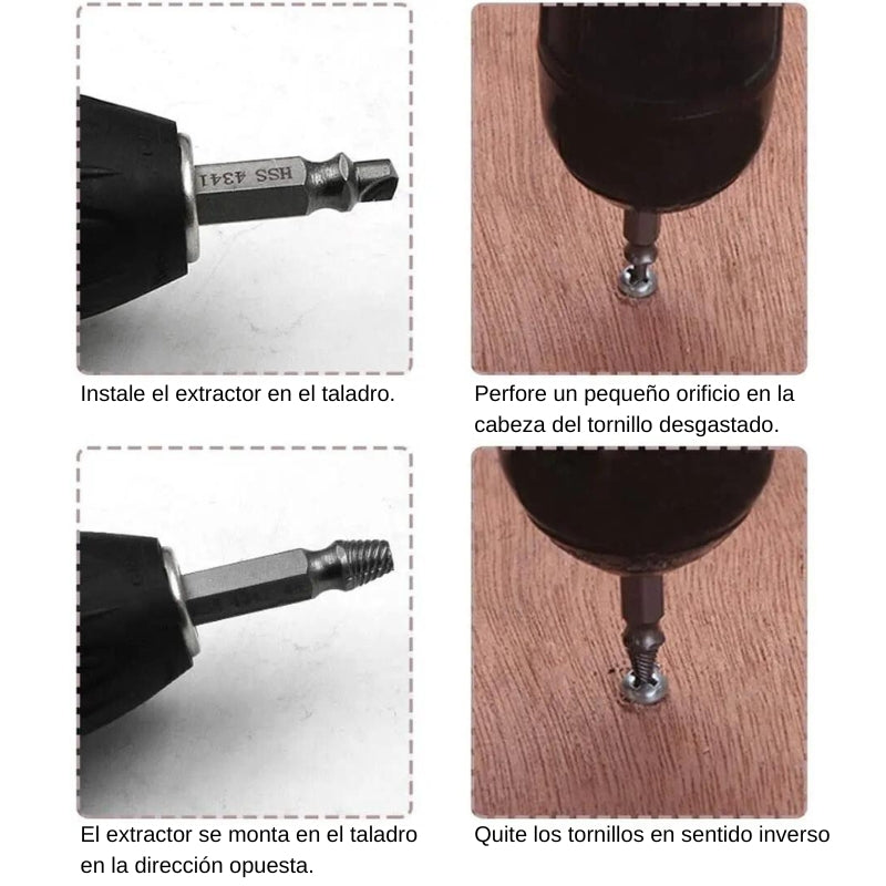 ExtractorBit™ Brocas extractoras de tornillos rodados