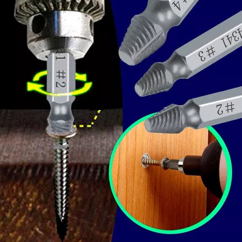 ExtractorBit™ Brocas extractoras de tornillos rodados